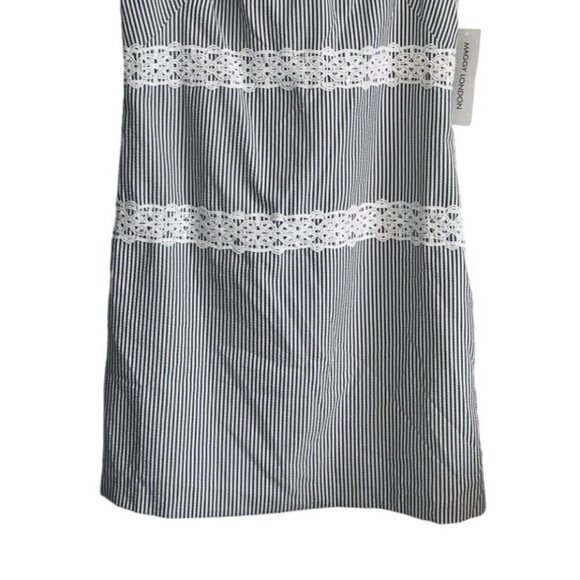 NWT Maggy London Striped Lace Trim Dress, size 10, Gray/white - Picture 8 of 12